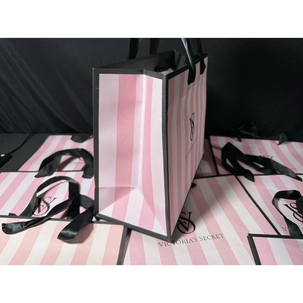 Victoria's Secret Pink Stripe Logo Medium Paper Shopping Gift Bag (set of 9)
